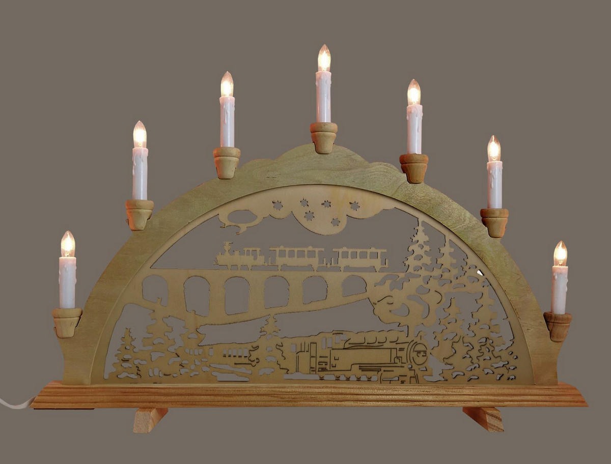 SCHWIBBOGEN Eisenbahn 7-flammig - Multicolor, Holz (0.1/1/0.1cm) - Dekoteam24