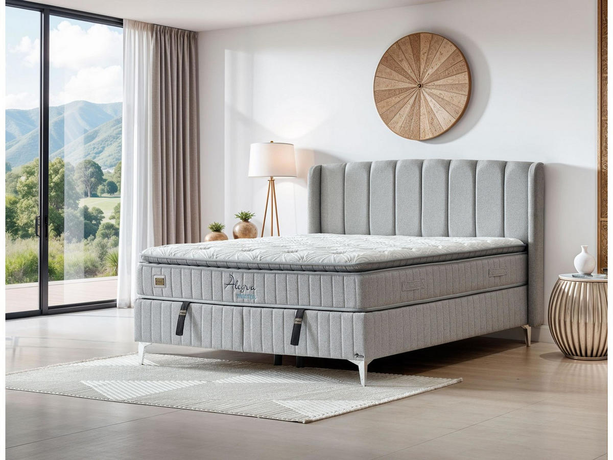 POLSTERBETTSET Alegra Master 120x200 Grau - Grau, Textil/Metall (120/200cm) - Villa Möbel