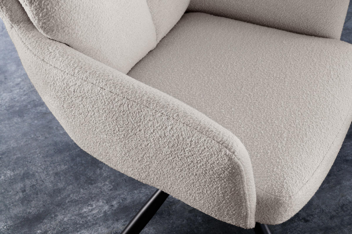 ARMLEHNSTUHL BIG GEORGE Bouclé Greige - Taupe/Beige, Textil/Metall (60/92/67cm) - riess-ambiente