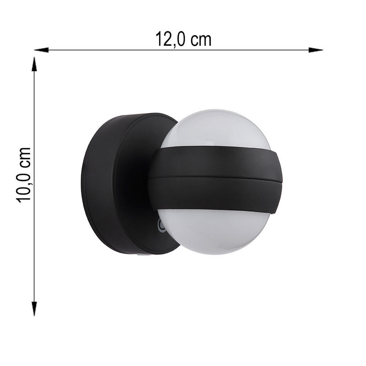 WANDLEUCHTE RANDI, Schwarz, LED, Akku, Touchdimmer, 2er Set - Schwarz, Kunststoff (12.5/10/10cm) - Globo Lighting