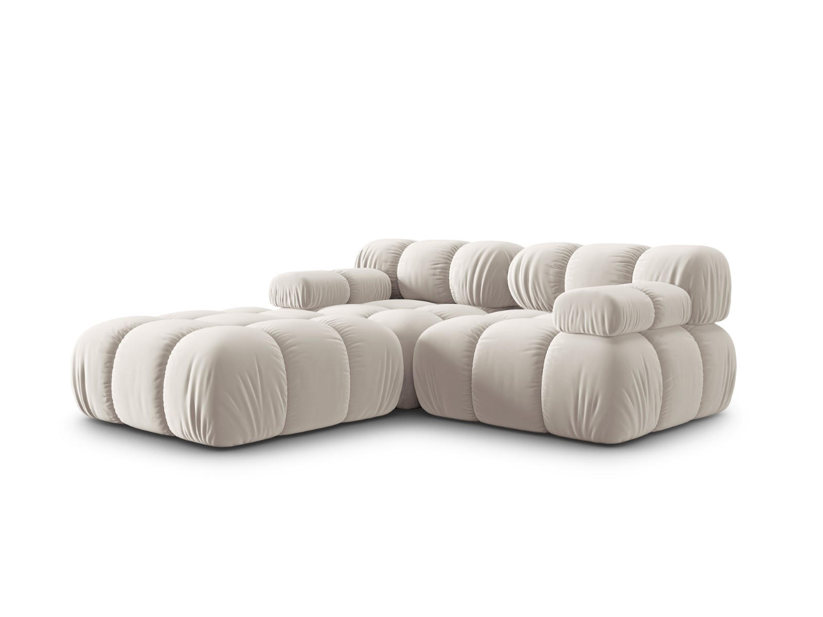 MODULARES-SOFA Bellis aus Samt leichtes beige 3 Sitzplätze - Creme, Textil (188/63/188cm) - Micadoni