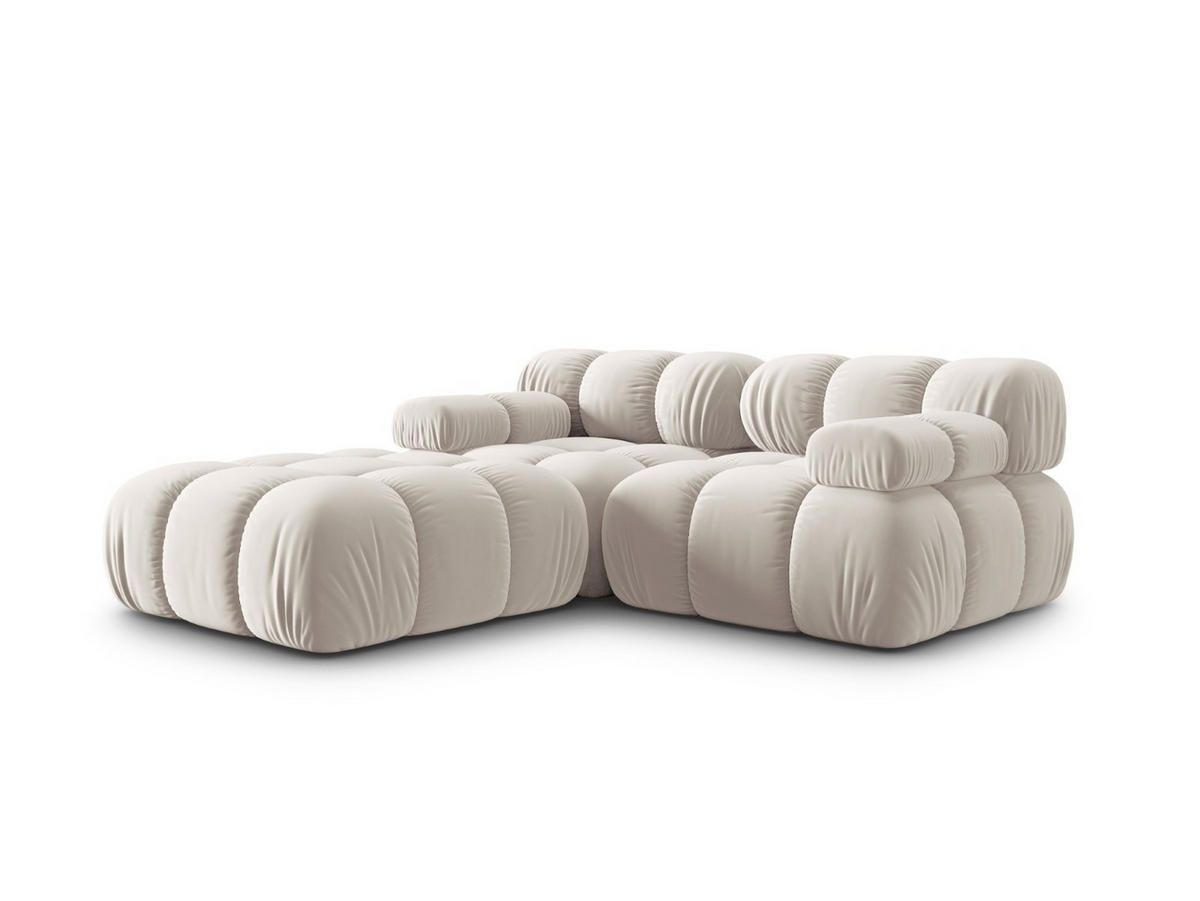 MODULARES-SOFA Bellis aus Samt leichtes beige 3 Sitzplätze - Creme, Textil (188/63/188cm) - Micadoni