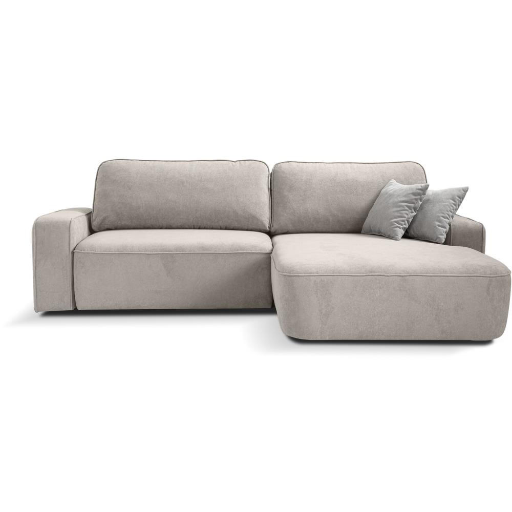 ECKSCHLAFSOFA Torre beige velours rechts - Beige, Textil (258/171cm) - Beautysofa