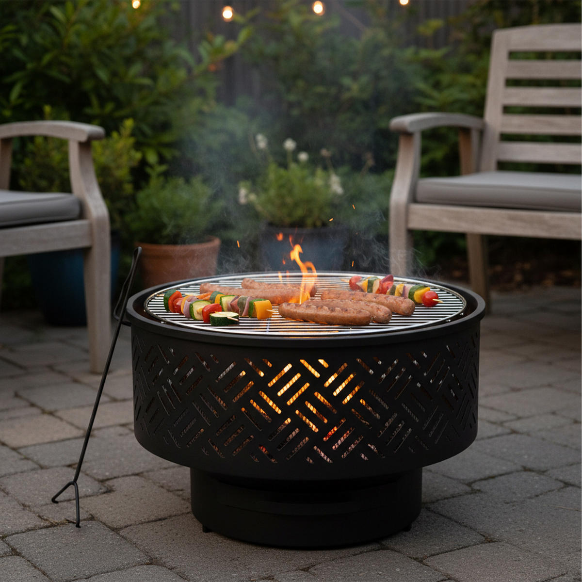 FEUERSCHALE - Schwarz, Textil/Metall (66/43/66cm) - Relaxdays