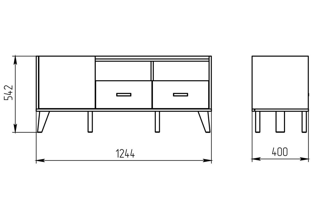 LOWBOARD Skandi weiß / Wotan Eiche 124 / 40 / 54cm - Eichefarben/Weiß, Holz/Holzwerkstoff (124/54/40cm) - Feldmann-Wohnen