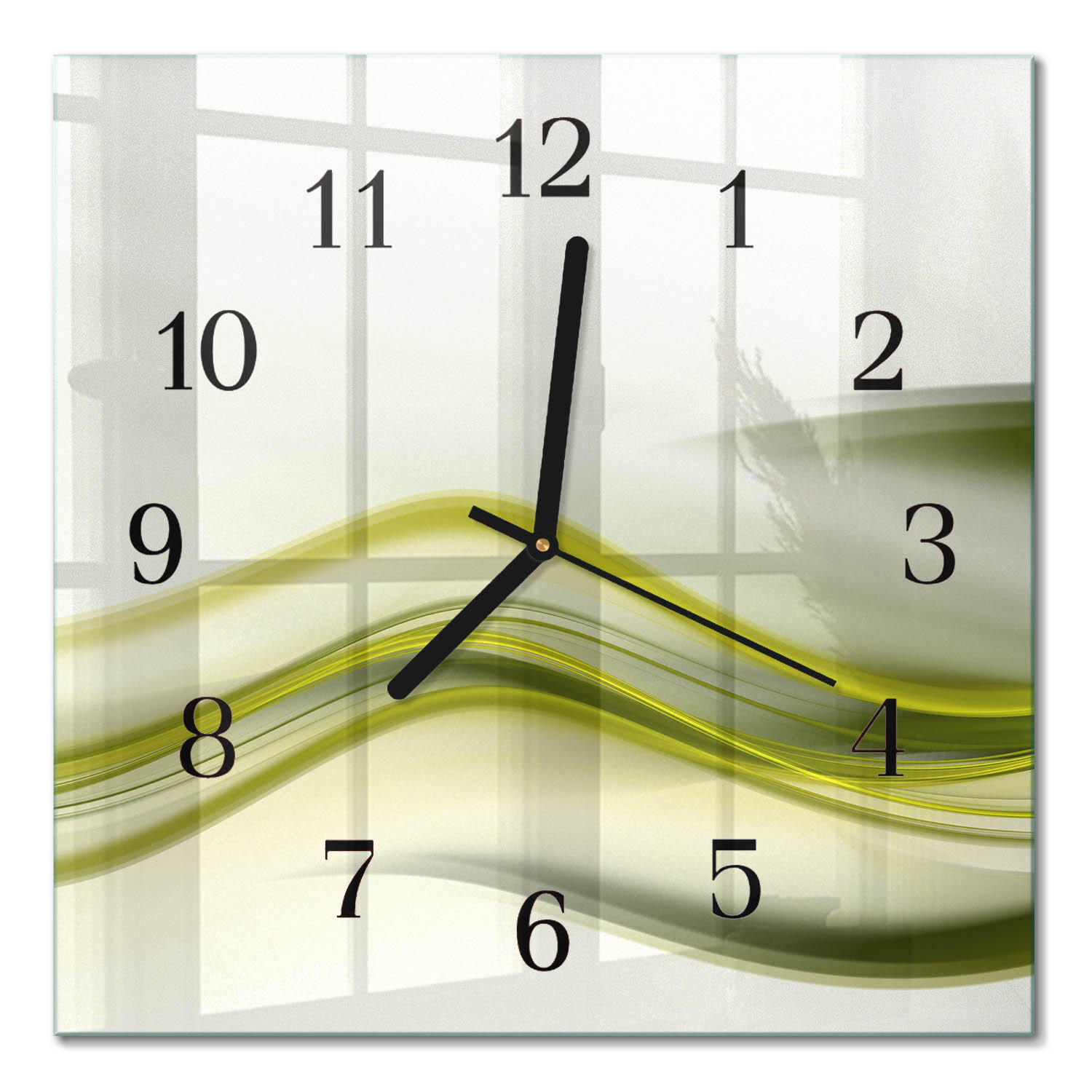 WANDUHR 30x30 cm - Abstrakte Linien - Grün, Glas (30/30/0.4cm) - TULUP