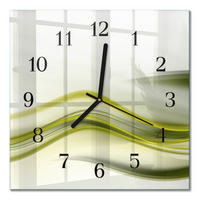 WANDUHR 30x30 cm - Abstrakte Linien - Grün, Glas (30/30/0.4cm) - TULUP