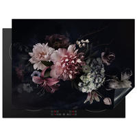 HERABDECKPLATTE - Blumen - Vintage - Pastell - Rosa - Weiß - 70x55 - Altrosa, Kunststoff (70/55/0.2cm) - MuchoWow