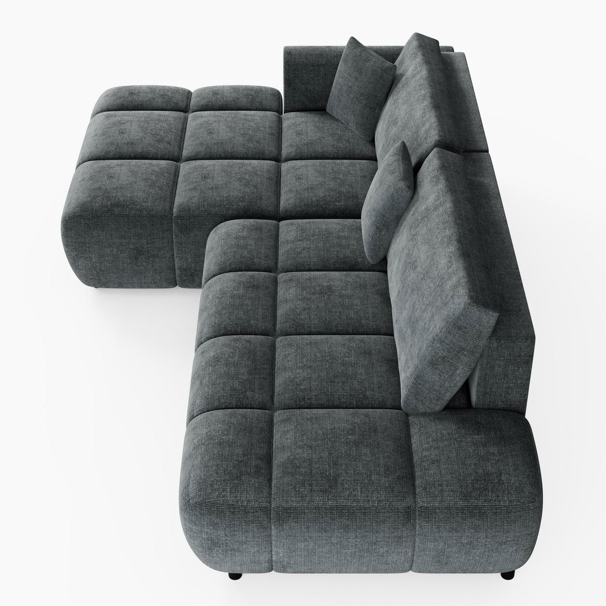 ECKSOFA BARI Links Schwarz Chenille-Stoff L-Form Couch mit Schlaffunktion & Bettkasten - Schwarz, Holz (170/280cm) - Barchello