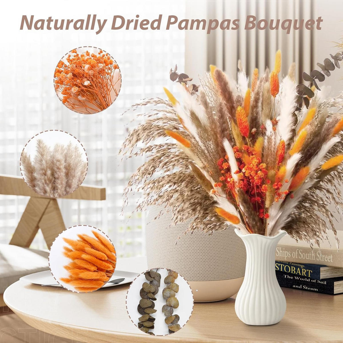 TROCKENBLUME Deko Blumenstrauß 60 Stück - Multicolor, Naturmaterialien (7cm) - Kaket