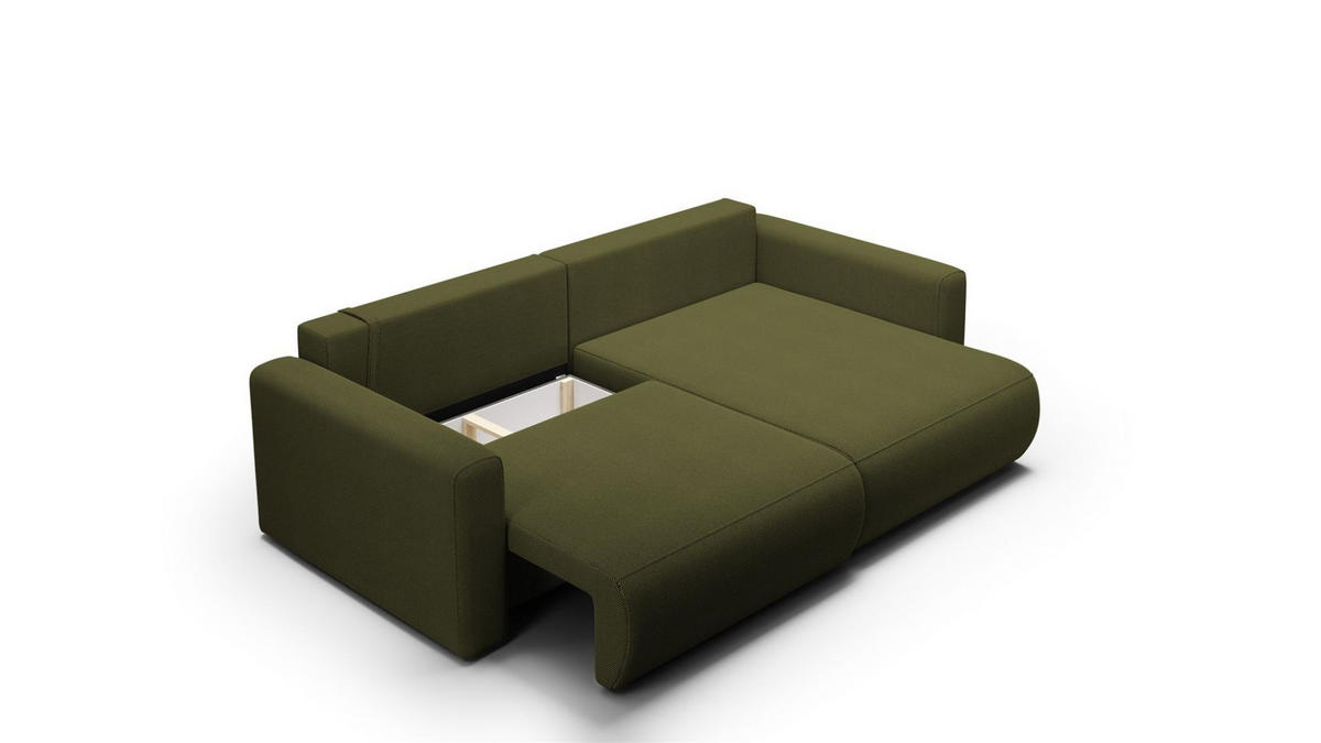 ECKSOFA Chaira Mit Schlaffunktion - Grün, Holzwerkstoff/Textil (240/149cm) - Fun Möbel