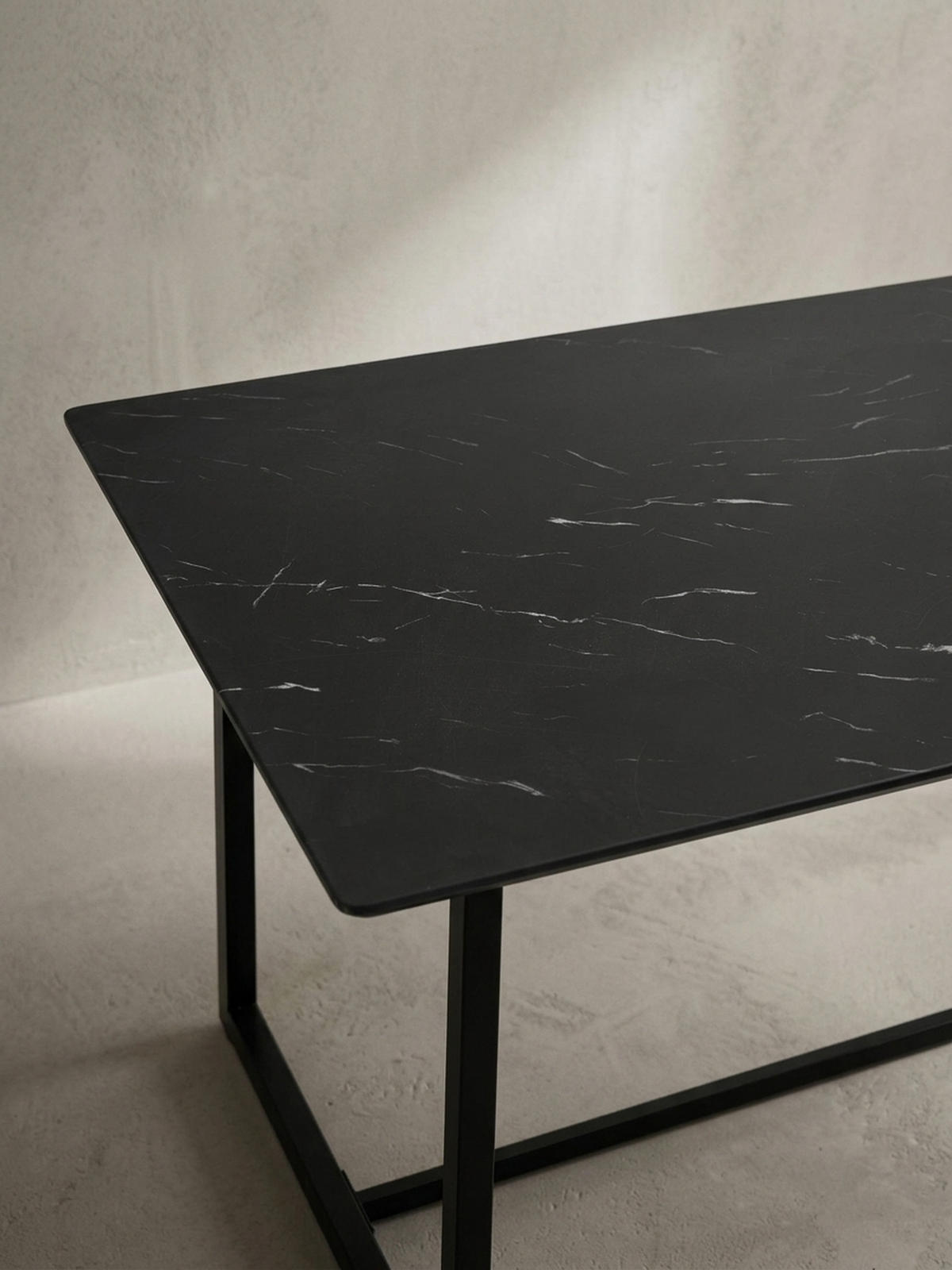 ESSTISCH Marmoroptik Metall Rechteckig Modern Klein, Schwarz 160x80x76 cm - Schwarz, Holzwerkstoff/Metall (80/160/76cm) - KADIMA DESIGN