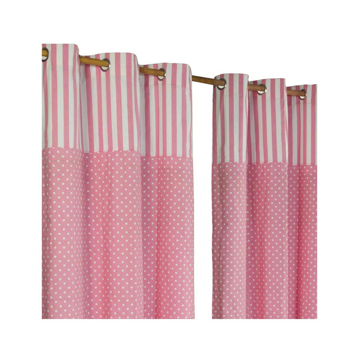 ÖSENVORHANG Polka Dots blickdicht 2er-Set, 117/137 cm - Rosa, Textil (117/137cm) - Homescapes