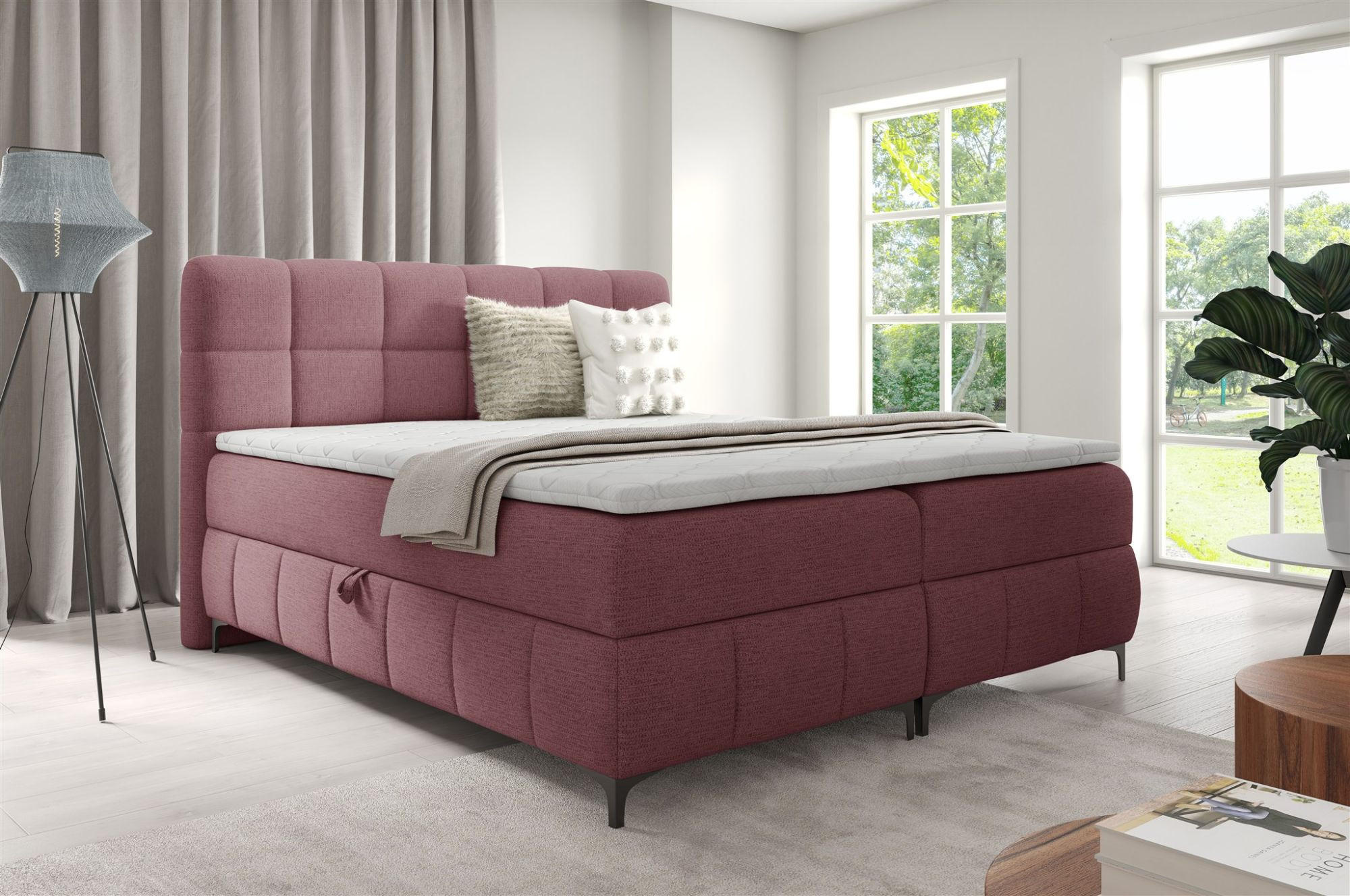 BOXBETT Sophie In Aragon - Bordeaux, Holzwerkstoff/Textil (180/200cm) - Fun Möbel