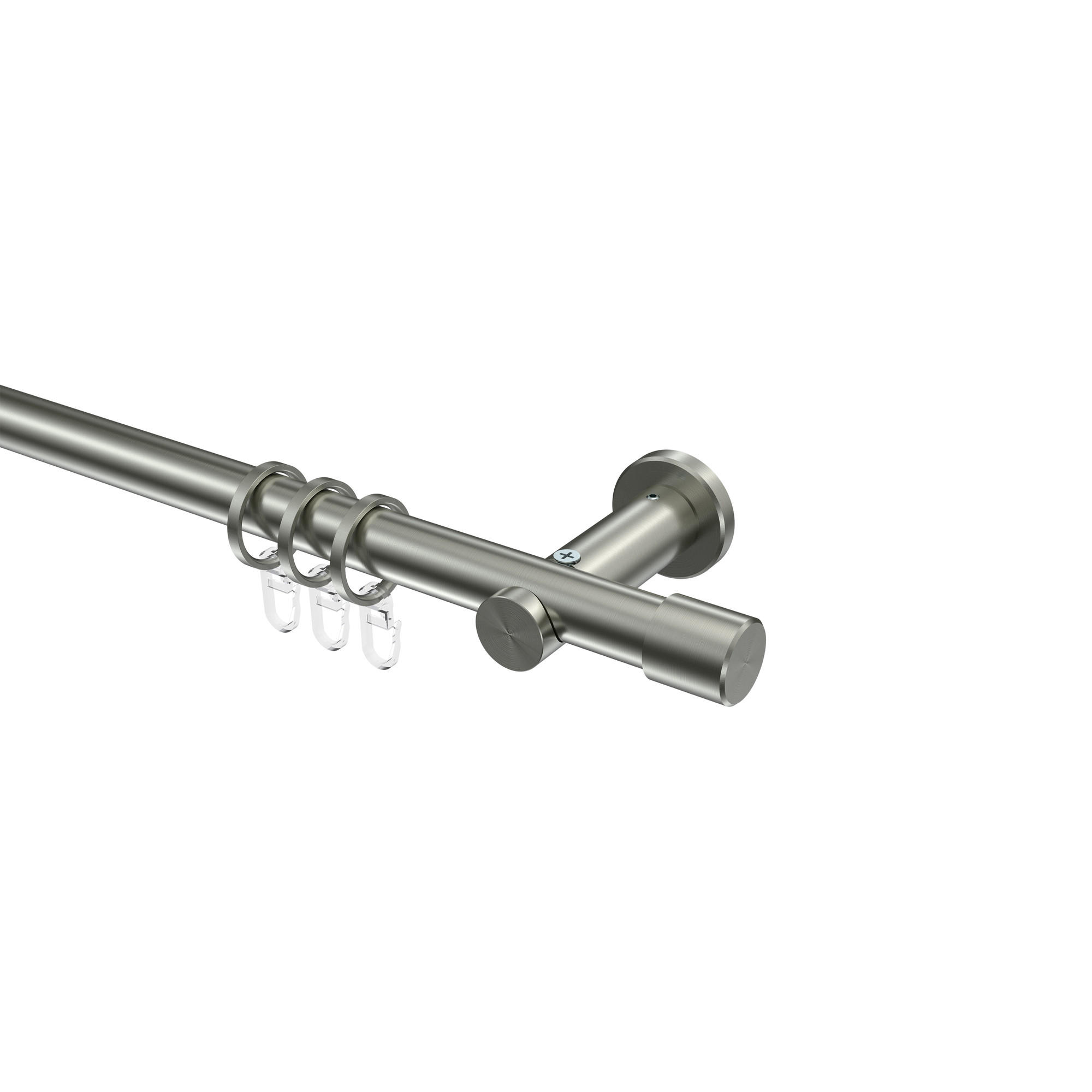 GARDINENSTANGEN-SET Platon Santo 400 cm (geteilt in 2 x 200 cm), 1-läufig, 20 mm Ø Edelstahl-Optik - Edelstahlfarben, Metall (400cm) - INTERDECO