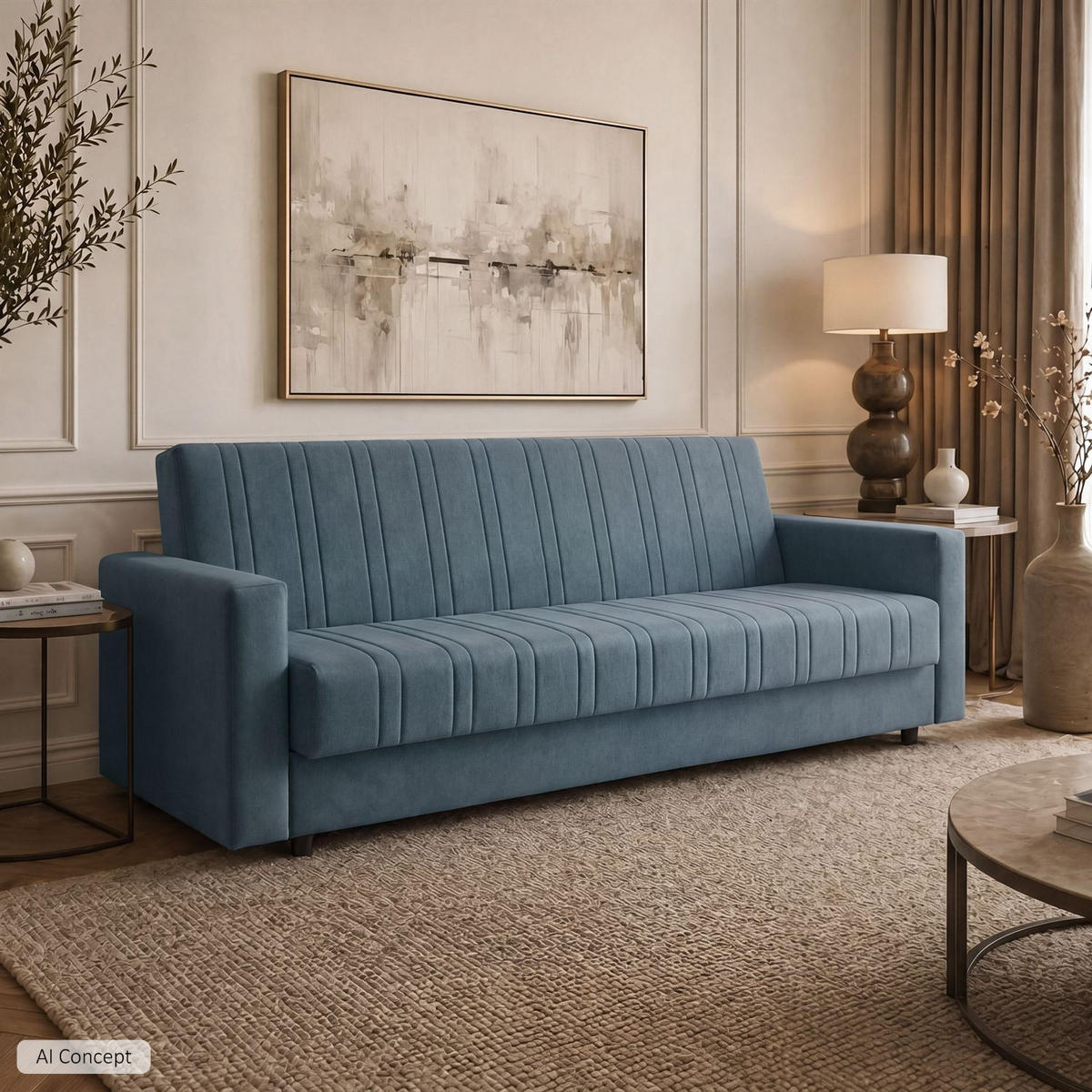 SCHLAFSOFA VERO MAX mit Schlaffunktion Castel 74 - Blau, Textil (191/88/90cm) - Lookway