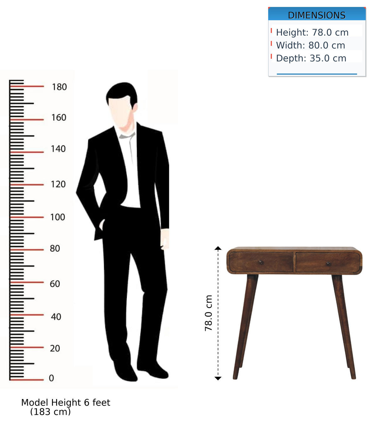 KONSOLENTISCH Klassisches Grau-Finish, 2 Schubladen, Braun - Braun, Holz (80/35/78cm) - Artisan Furniture