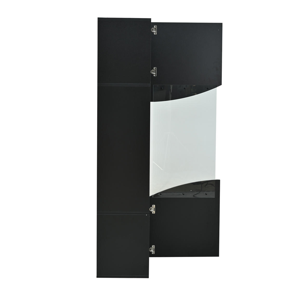 VITRINE LED Hochglanz Vitrinenschrank Wellenoptik 165cm Schwarz - Schwarz, Holzwerkstoff (35/165/50cm) - FLIEKS