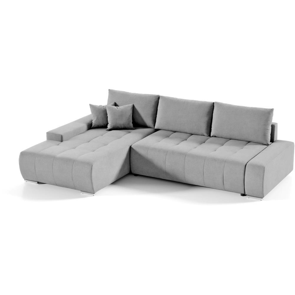 ECKSOFA Draco L hellgrau links - Chromfarben/Hellgrau, Textil/Metall (267/186cm) - Beautysofa