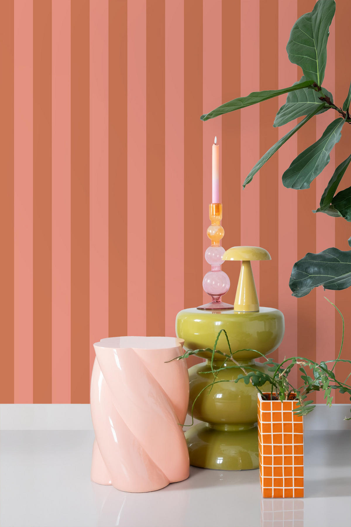 TAPETE Streifen 53 cm x 10.05 m - Terracotta, Papier (53/1000cm) - ESTAhome