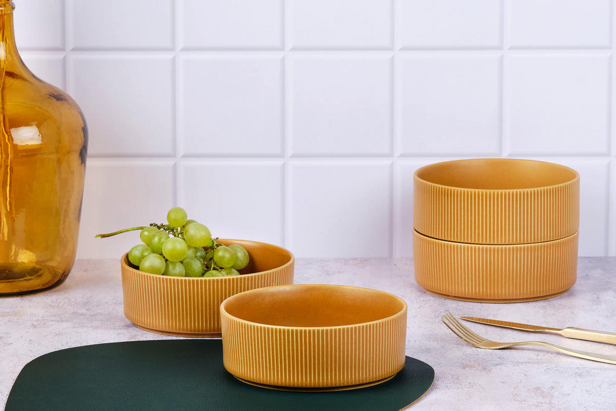 SCHALEN Scandi Ø16,5cm - 4er-Set - Ocre - Gelb, Keramik (16.5cm) - Björn