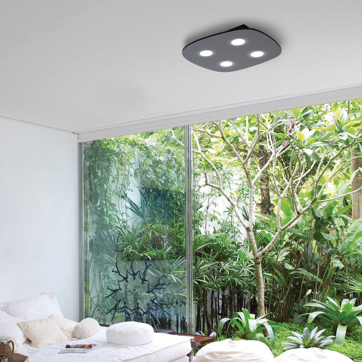 DECKENLEUCHTE - Anthrazit, Metall (55/55/4cm) - Lumicom