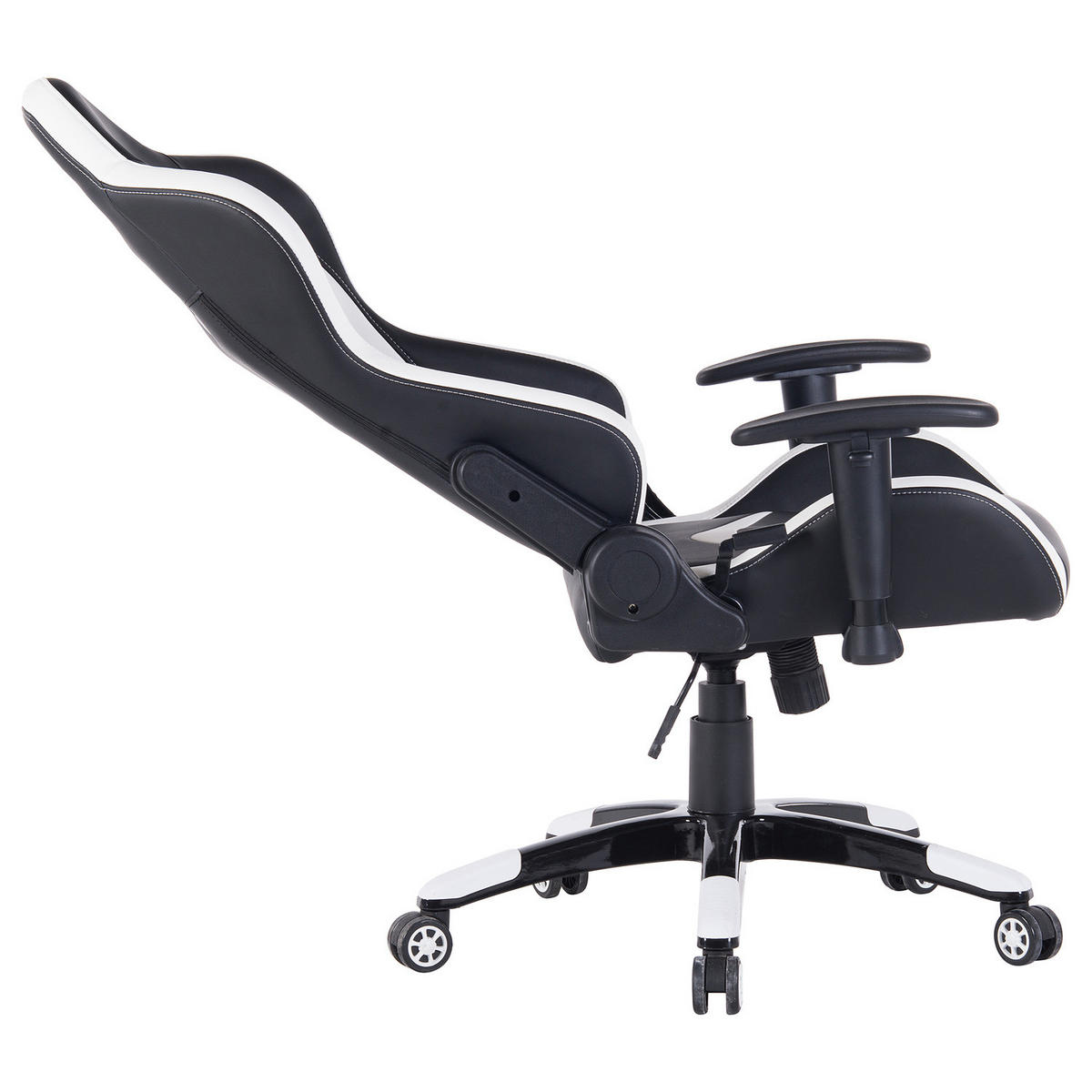 GAMINGCHAIR - Kunstleder - Schwarz / Weiß - Schwarz/Weiß, Kunststoff/Metall (68/126/59cm) - home24