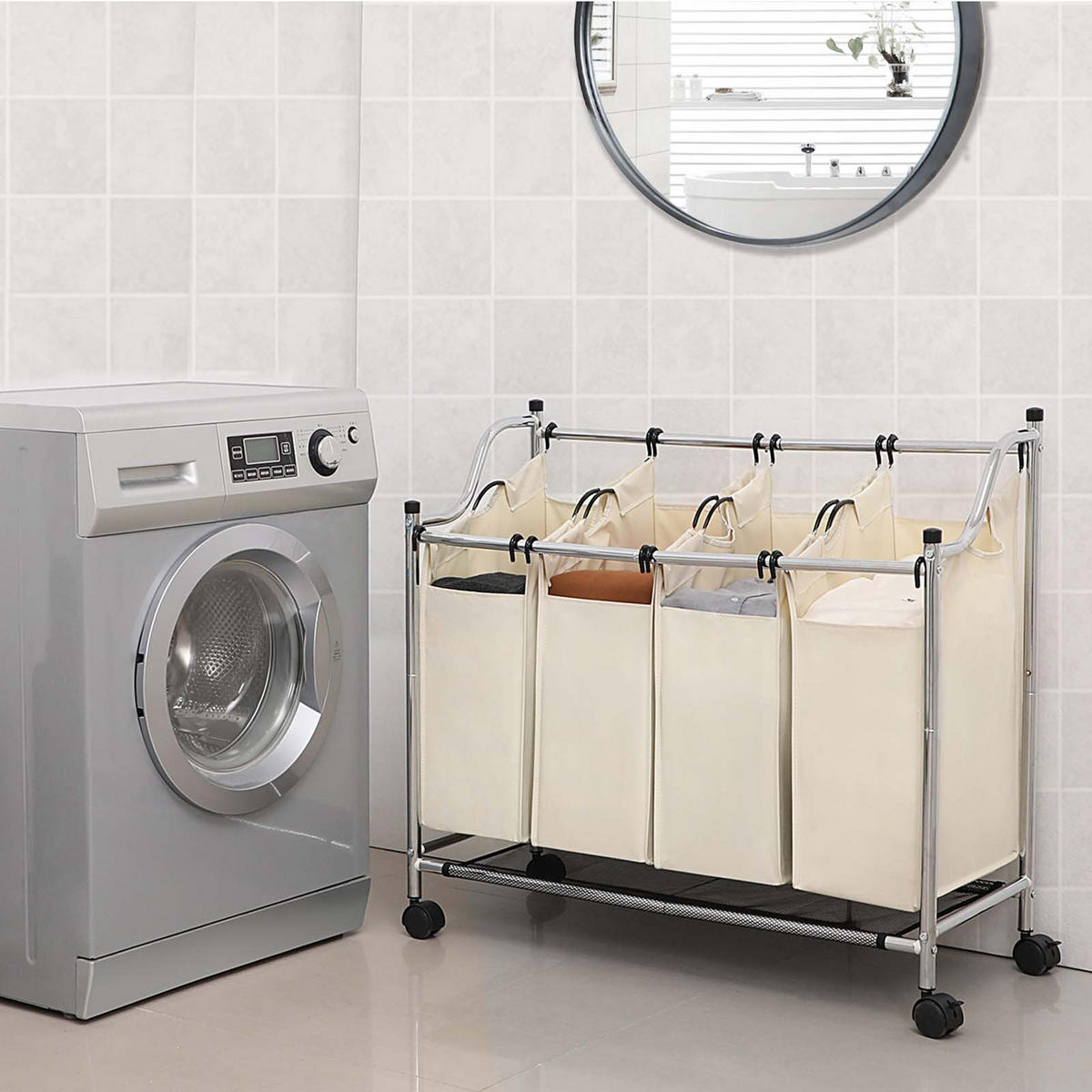 WÄSCHEKORB - Beige, Textil (38.5/81/87.5cm) - Hansiro