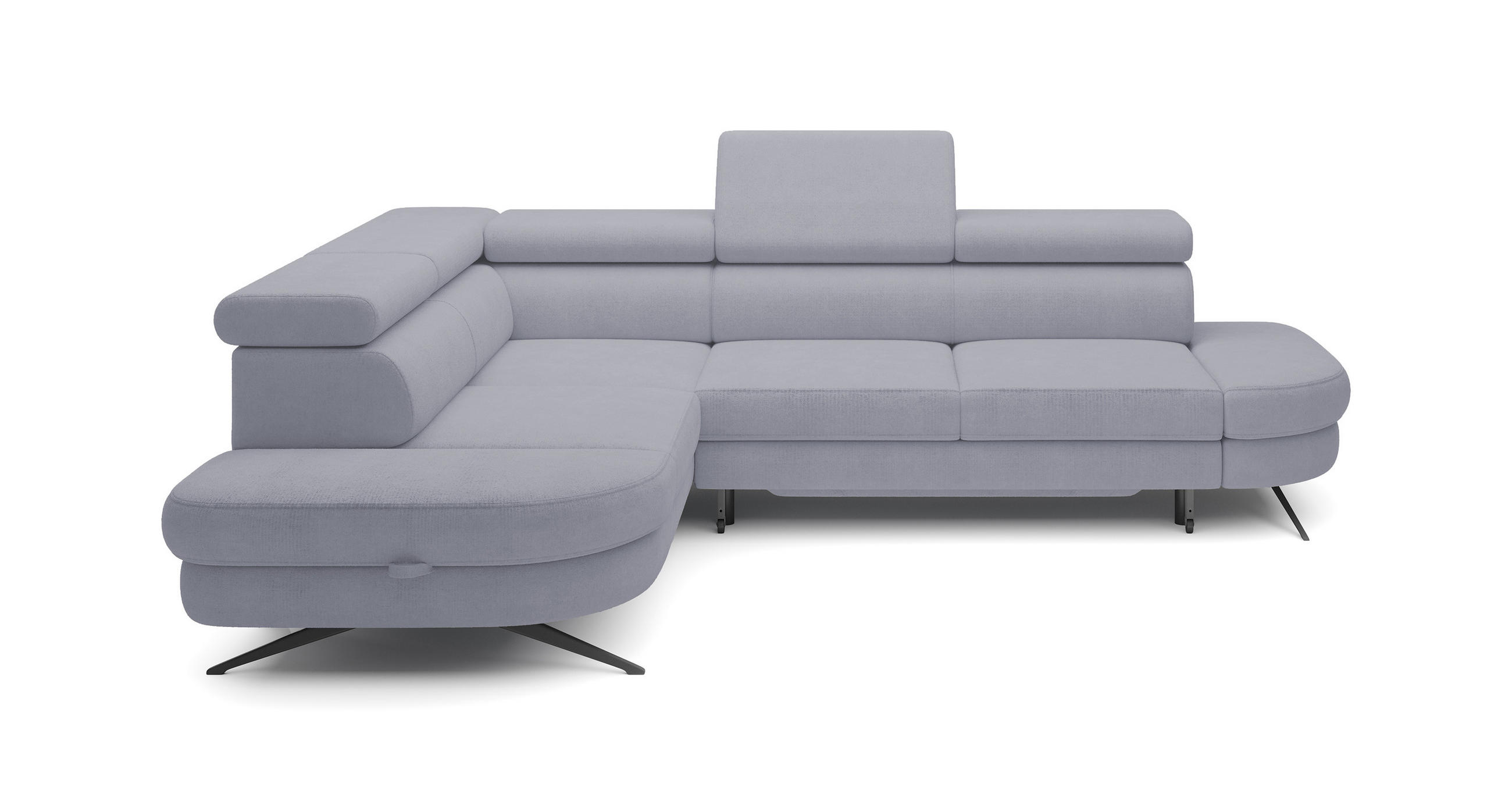 ECKSOFA OTIS L-förm, Schlaffunktion, verstellbare Kopfstützen, in AURORA-Stoff, lose Rückenkissen, freistehend, LINKS 218x276x97 cm Light Grey - Hellgrau, Holz/Textil (218/276cm) - DomoHome