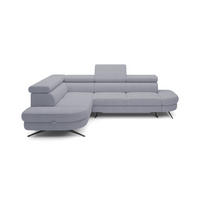 ECKSOFA OTIS L-förm, Schlaffunktion, verstellbare Kopfstützen, in AURORA-Stoff, lose Rückenkissen, freistehend, LINKS 218x276x97 cm Light Grey - Hellgrau, Holz/Textil (218/276cm) - DomoHome
