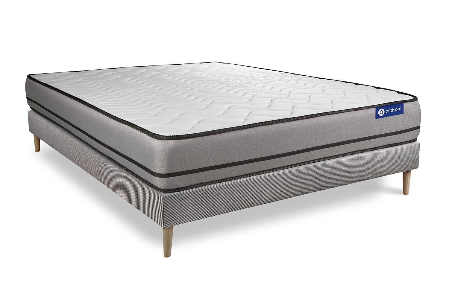 BETT Actimemo night Memory-Schaum 140 x 220 cm h4 - Kit Bettgestell Grau - Beige/Grau, Holz (140/220cm) - ACTISOM