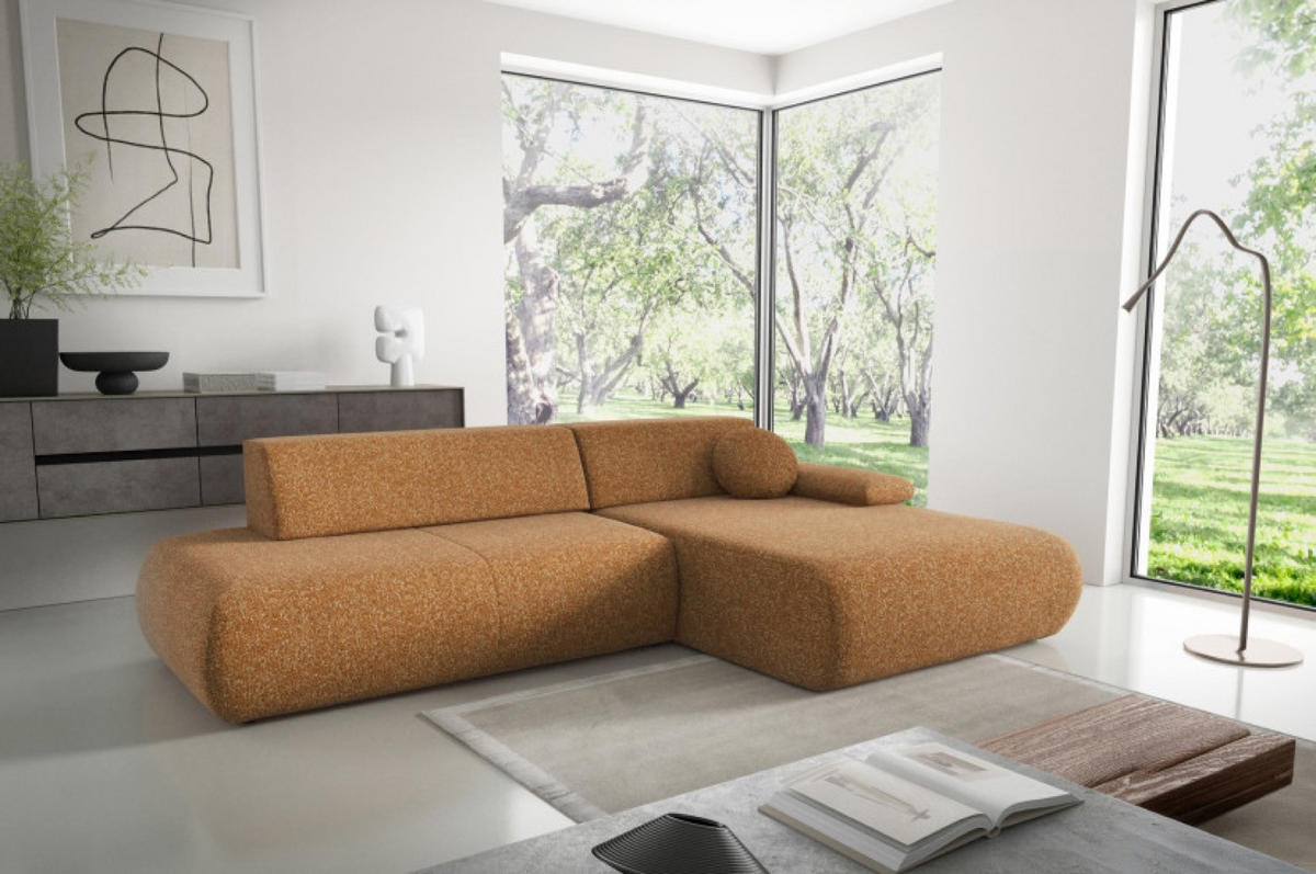 ECKSOFA Orange PENTI Ausziehbar Mit Bettkasten Rechts - Orange, Textil (173.5/286cm) - Sepro Meble
