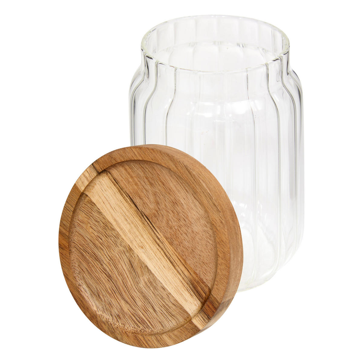 VORRATSDOSE aus Glas mit Holzdeckel Harmony 9/9/12,3 cm - Transparent, Glas (9/12.3/9cm) - 5five Simply Smart