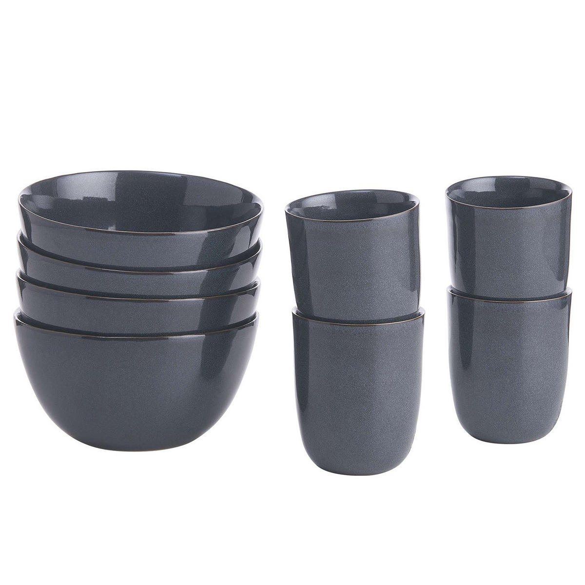 GESCHIRR-SET (8-teilig) Native - Blau, Keramik (15/8/15cm) - BUTLERS