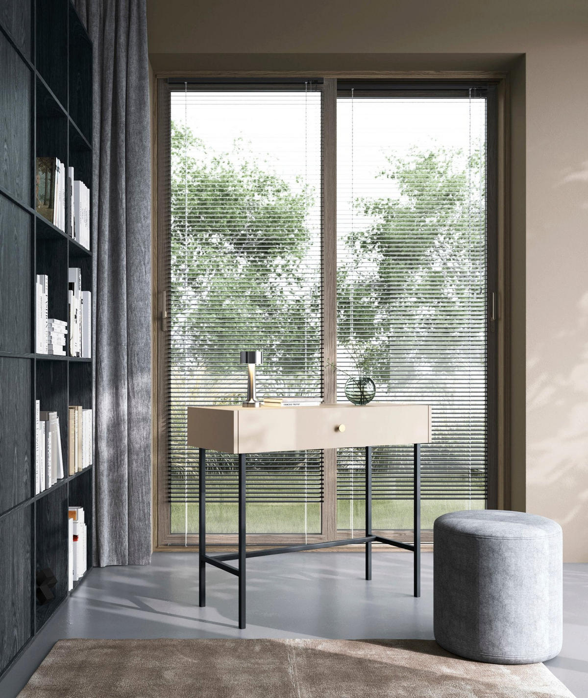 SCHMINKTISCH Divenos Greige 93 cm - Taupe/Goldfarben, Holzwerkstoff/Metall (39/93.2/79cm) - Selsey