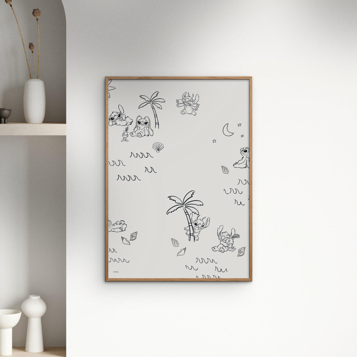 POSTER mit Rahmen Disney - Disney - Stitch Island Pattern - Eichefarben/Beige, Holz/Papier (50/70cm) - Poster&Frame
