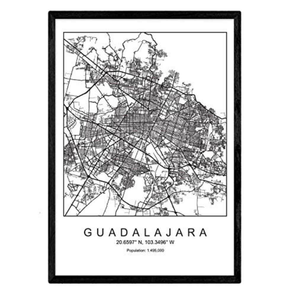POSTER Guadalajara Nordischer Stil A4 Rahmenlos - Klar, Papier (29.7/5/21cm) - Nacnic