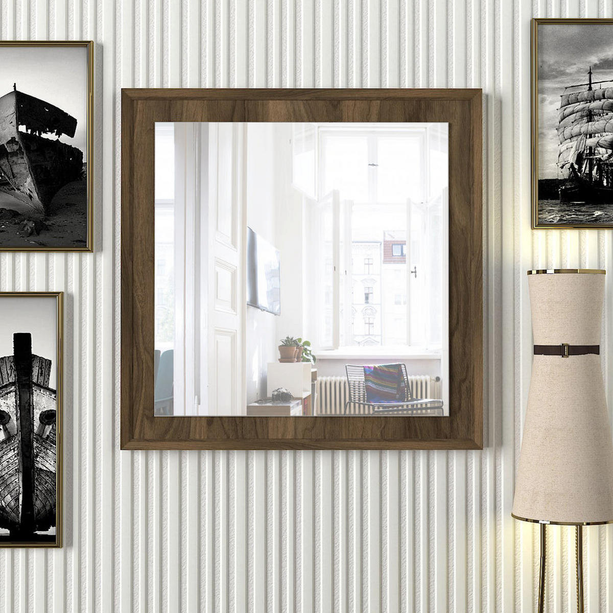 SPIEGEL Oscar 61x61cm Walnuss - Walnussfarben, Holzwerkstoff (61.2/61.2/2cm) - moebel17