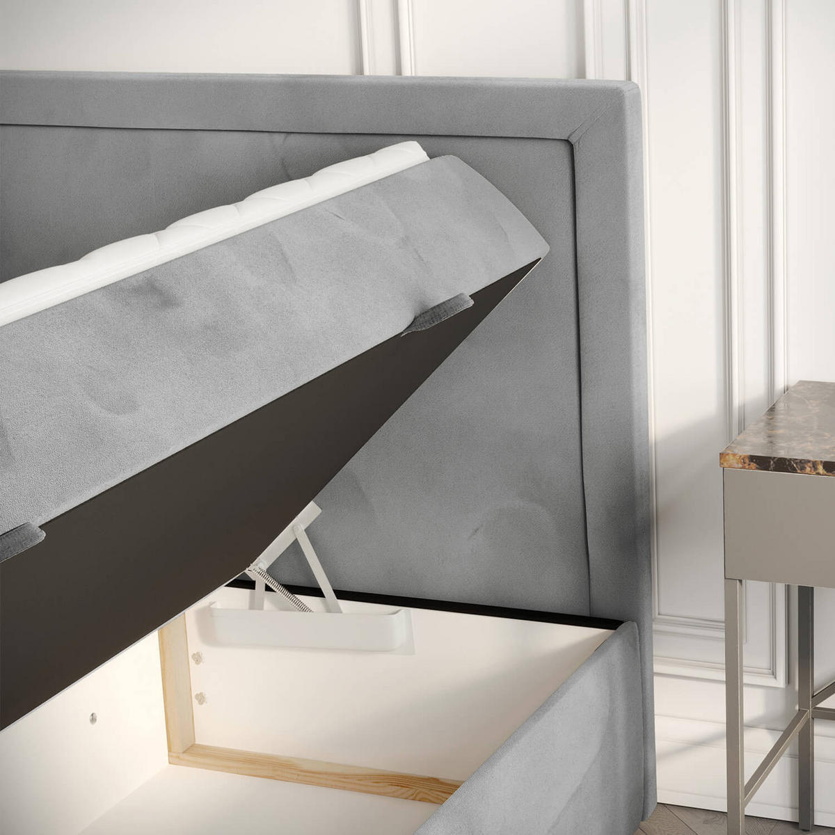 BOXBETT Jodan 140/200 cm Grau im Magic Velvet Stoff - Schwarz/Grau, Holz/Holzwerkstoff (140/200cm) - AltaBeds