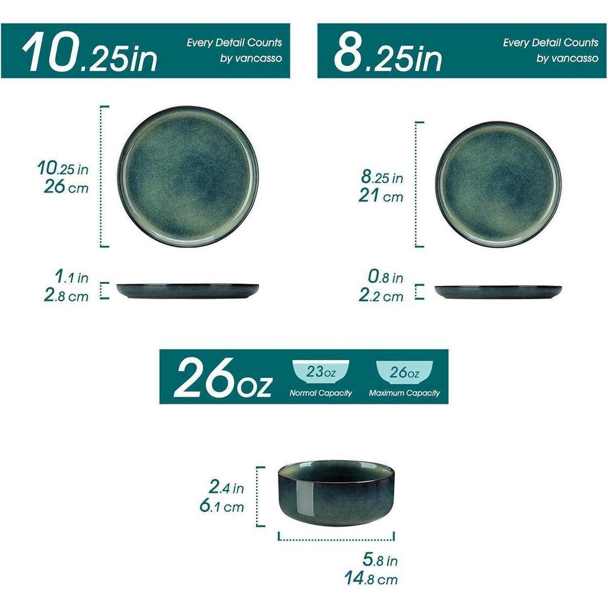 GESCHIRRSET 36 teiliges Set Grün 12 Personen - Grün, Keramik (21/6.1/26cm)
