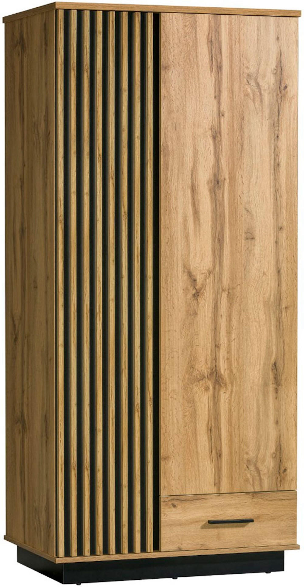 STAURAUMSCHRANK Lamia Wotan Eiche schwarz 90 / 52 / 193cm - Eiche Wotan/Schwarz, Holz/Holzwerkstoff (90/193/52cm) - Feldmann-Wohnen