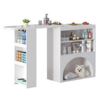 BAROVÝ a jídelní stůl 120(+80)/40/100 cm bílý z MDF s výsuvnou deskou a úložným prostorem - bílá, kompozitní dřevo (120/40/100cm) - OKWISH
