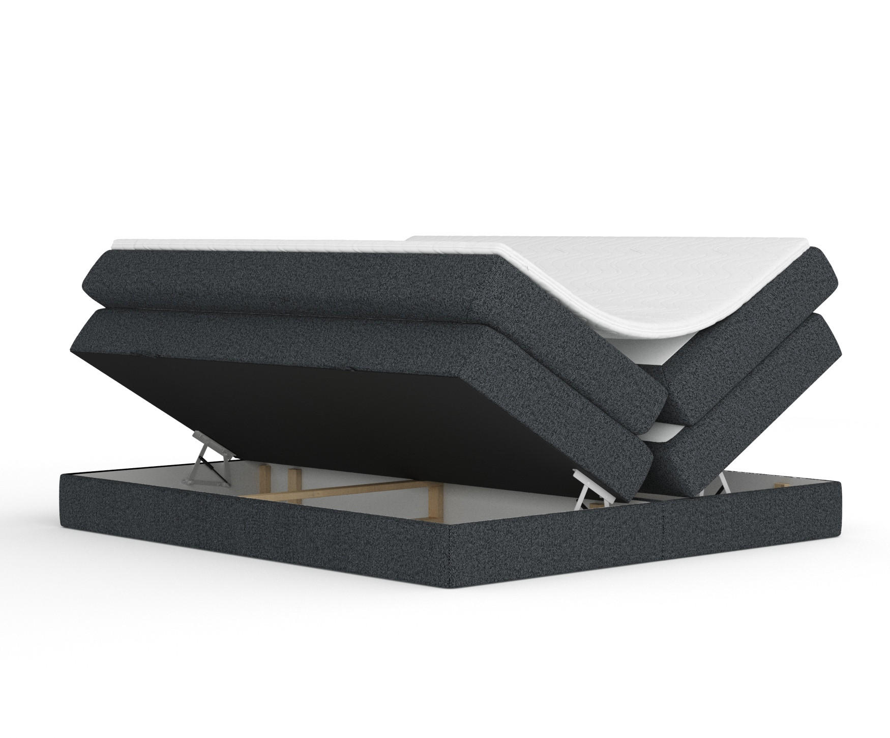 Thumbnail - Maison de Reve Boxspringbett, Schwarz, Textil, Buche, Kiefer, H3 + H4, 7-Zonen, Höhe ca. 40 cm, 140x200 cm, Handmade in ...