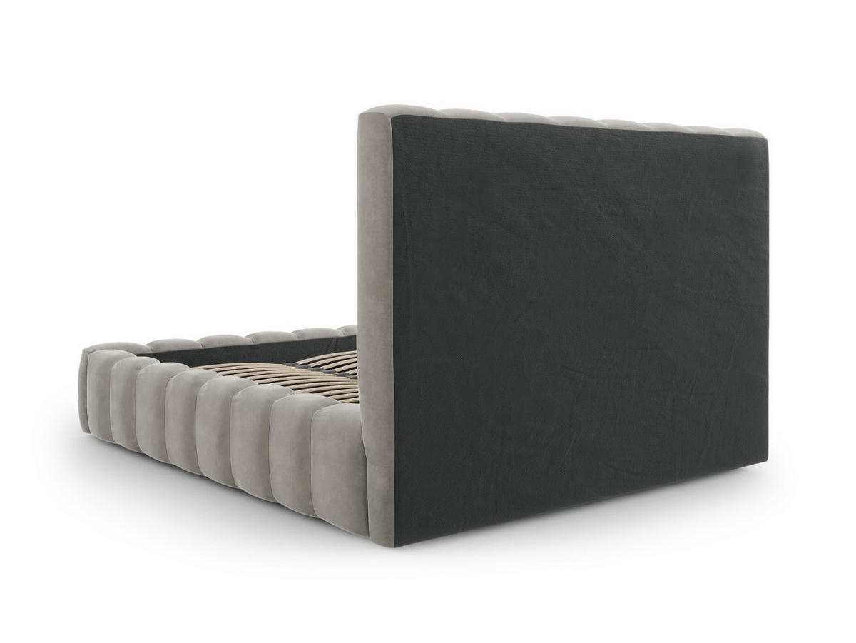 BETT mit Bettkasten und Kopfteil Kelp aus Samt hellgrau 160x200cm - Hellgrau, Textil (160/200cm) - Micadoni
