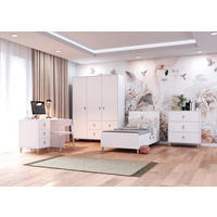 JUGENDZIMMER Svala 4 teilig in Weiß, Skandinavischer Stil, großer Kleiderschrank, Schreibtisch, Kommode 02, Jugendbett - Weiß, Holzwerkstoff (80/200/120cm)