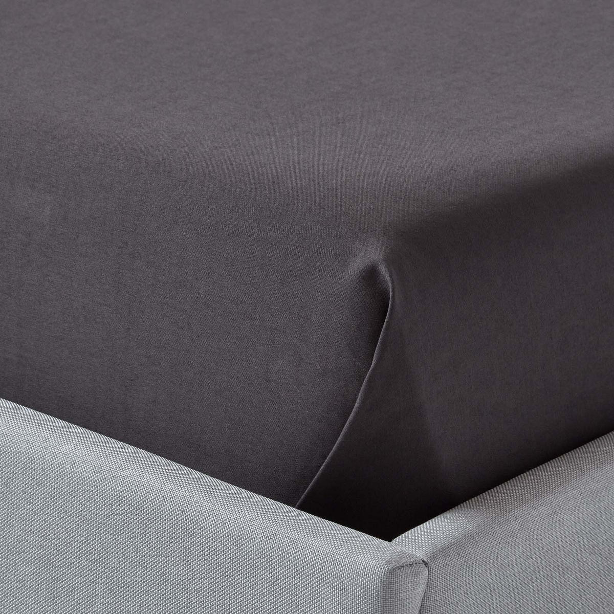 BETTLAKEN ohne Gummizug, Ägyptische Baumwolle, Fadendichte 1000 - Anthrazit, Textil (178/255cm) - Homescapes