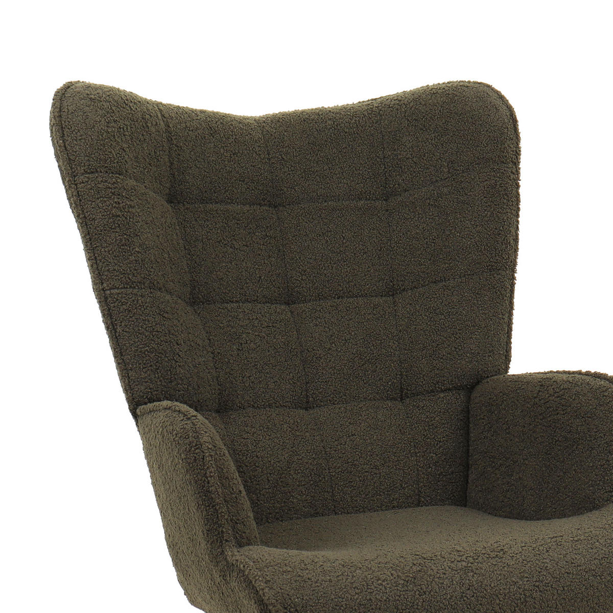 SESSEL Stella Skandinavischer aus khakifarbenem Frottee mit Nähten - Akaziefarben/Grün, Holz/Holzwerkstoff (67/102/73.5cm) - Sicaan