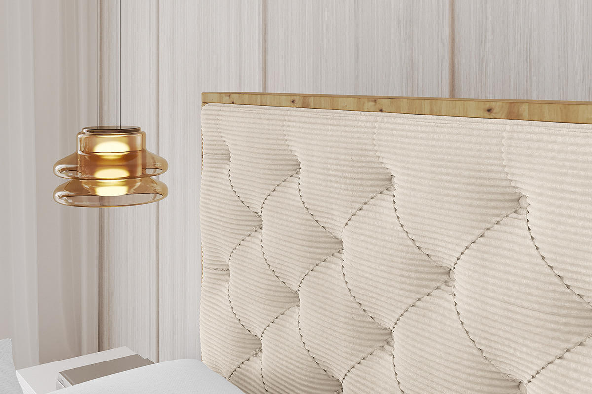 POLSTERBETT mit Bettkasten, Fußteil und Lattenrost, Boxbett ohne Matratze - ENZO3-Z 180x200 Beige - Creme, Holzwerkstoff/Textil (180/200cm) - ALTDECOR