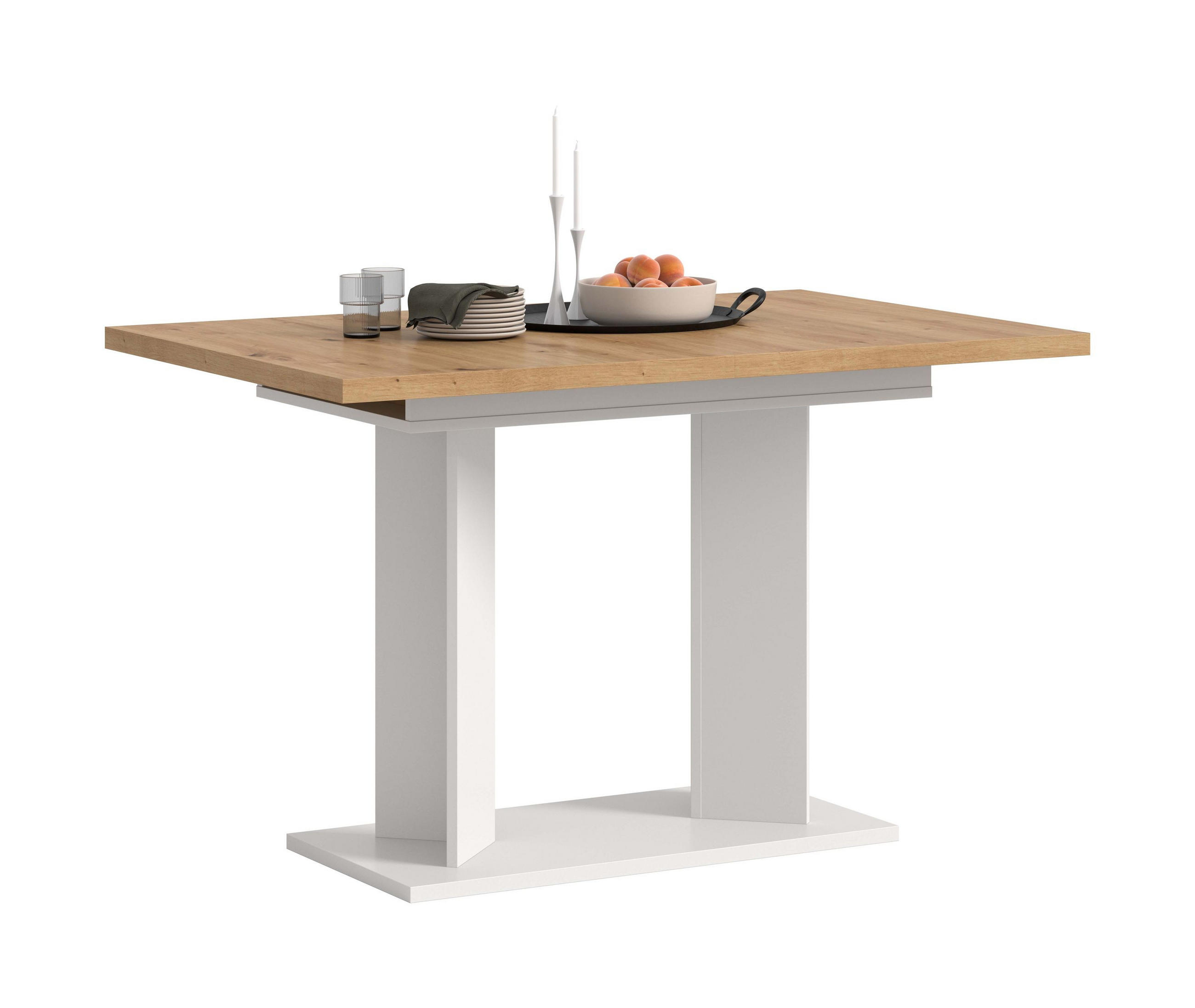 ESSTISCH GUSTAV (B/H/T: ca. 160/76/80 cm) in weiß/Artisan Eiche Nachbildung - Weiß, Holzwerkstoff (80/160/76cm)