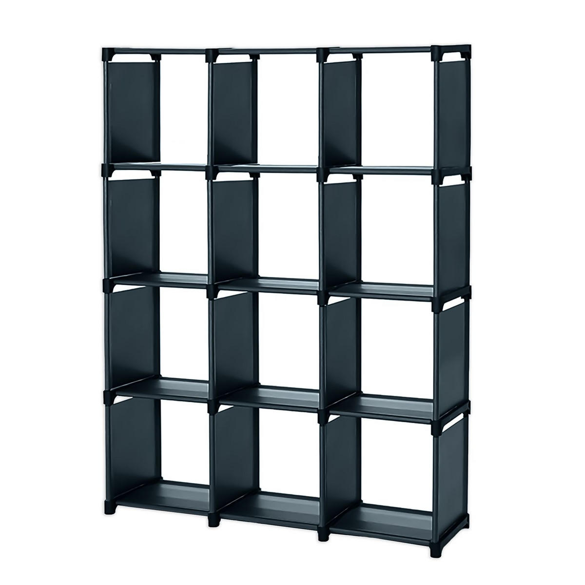 AUFBEWAHRUNGSREGAL Steckregal mit 12 Fächern - Schwarz, Textil (30/145/110cm) - Intirilife